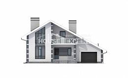 180-001-П Проект двухэтажного дома мансардный этаж, гараж, красивый коттедж из блока, Шымкент