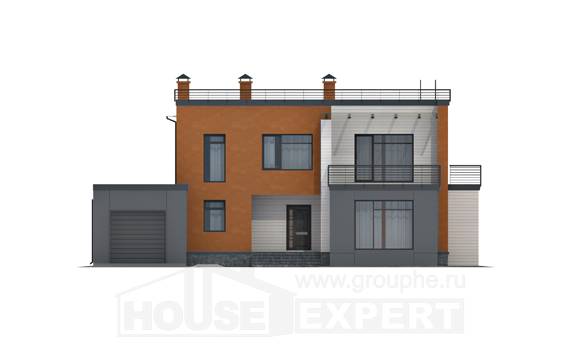 260-002-Л Проект двухэтажного дома, гараж, классический домик из газосиликатных блоков, Павлодар