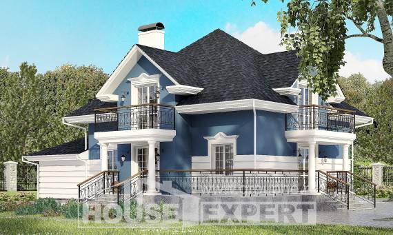 180-002-П Проект двухэтажного дома с мансардным этажом и гаражом, уютный дом из кирпича, Тараз