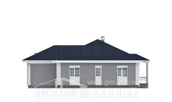 130-002-П Проект одноэтажного дома и гаражом, экономичный коттедж из поризованных блоков, Жанаозен