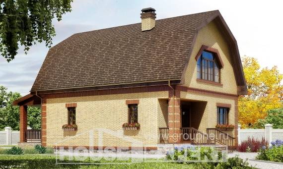 130-005-Л Проект двухэтажного дома с мансардой, классический загородный дом из бризолита, House Expert