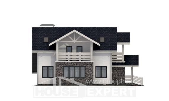 155-010-П Проект двухэтажного дома с мансардой, гараж, уютный загородный дом из бризолита, Темиртау