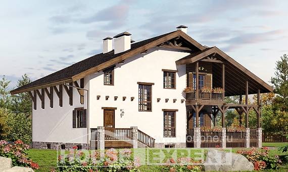 400-004-П Проект трехэтажного дома мансардой, гараж, красивый домик из кирпича Кызылорда, House Expert