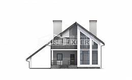 170-009-Л Проект двухэтажного дома с мансардой и гаражом, компактный домик из поризованных блоков Туркестан, House Expert