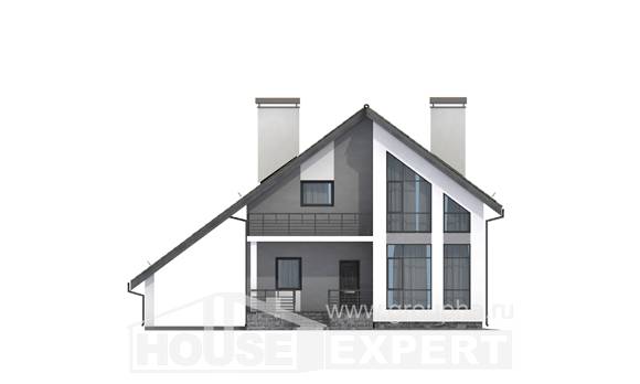 170-009-Л Проект двухэтажного дома с мансардой и гаражом, компактный домик из поризованных блоков Туркестан, House Expert