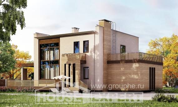 220-003-Л Проект двухэтажного дома и гаражом, средний домик из блока, Талдыкорган
