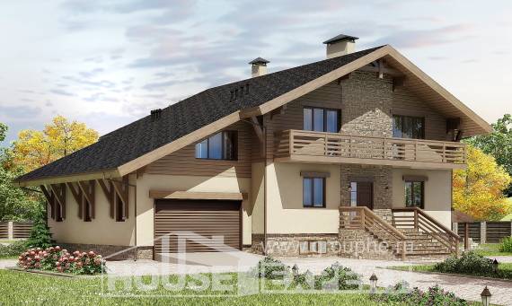 420-001-Л Проект трехэтажного дома с мансардой и гаражом, просторный загородный дом из кирпича, Караганда