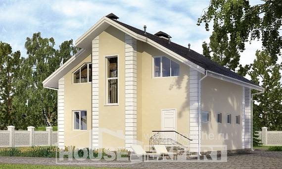 150-002-Л Проект двухэтажного дома мансардой и гаражом, скромный дом из бризолита Петропавловск, House Expert