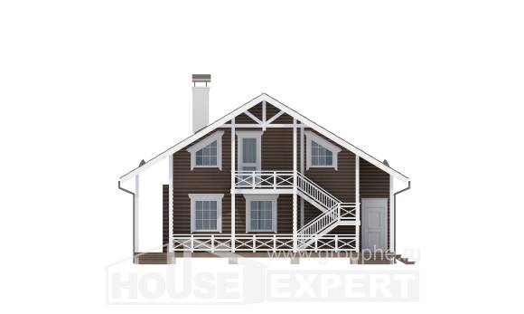 080-001-П Проект двухэтажного дома мансардой, экономичный коттедж из бревен Актобе, House Expert