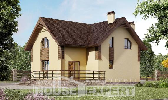 150-009-Л Проект двухэтажного дома мансардой, бюджетный дом из арболита Тараз, House Expert