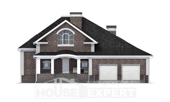 490-001-П Проект трехэтажного дома с мансардой, гараж, классический загородный дом из кирпича, Рудный