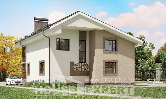 210-003-П Проект двухэтажного дома с мансардным этажом, простой домик из теплоблока Талдыкорган, House Expert