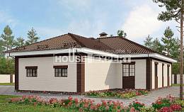 160-015-П Проект одноэтажного дома, гараж, уютный загородный дом из твинблока, House Expert