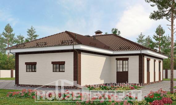 160-015-П Проект одноэтажного дома, гараж, уютный загородный дом из твинблока, House Expert