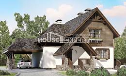 160-002-Л Проект двухэтажного дома мансардой, гараж, красивый домик из поризованных блоков Экибастуз, House Expert