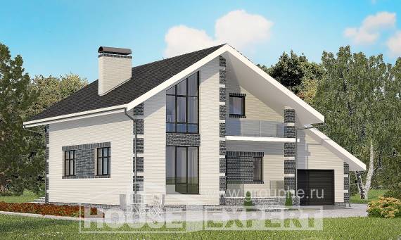 180-001-П Проект двухэтажного дома мансардой, гараж, бюджетный домик из газосиликатных блоков, Караганда
