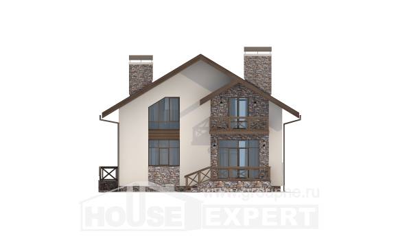 155-001-П Проект двухэтажного дома с мансардой, гараж, экономичный домик из арболита Актау, House Expert