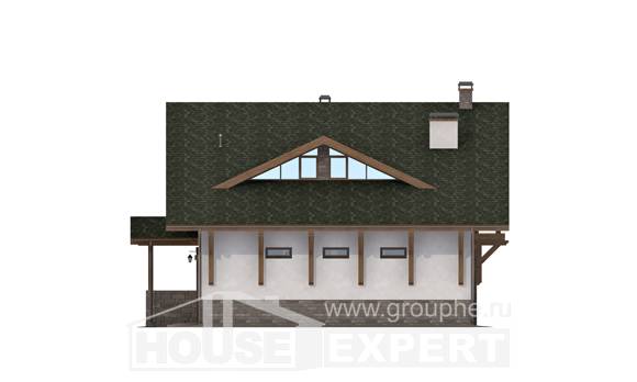 190-007-П Проект двухэтажного дома мансардный этаж и гаражом, просторный коттедж из кирпича Тараз, House Expert