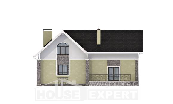 150-012-П Проект двухэтажного дома с мансардой, компактный коттедж из газосиликатных блоков, Атырау