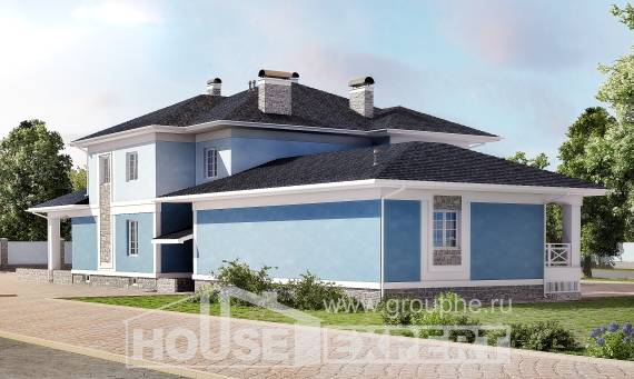 620-001-П Проект трехэтажного дома, гараж, классический домик из газобетона, Алма-Ата