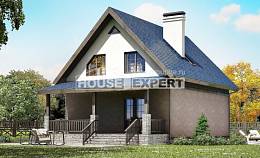 130-003-П Проект двухэтажного дома мансардой, красивый дом из газосиликатных блоков, House Expert