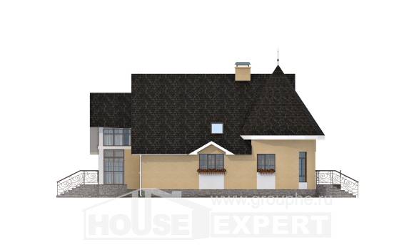 250-001-Л Проект двухэтажного дома мансардой, гараж, простой загородный дом из блока, Актобе
