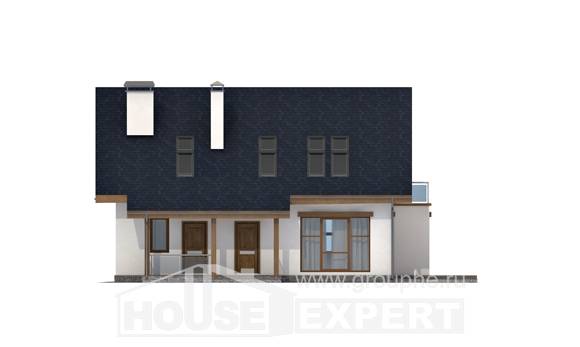 155-012-П Проект двухэтажного дома с мансардным этажом, простой загородный дом из газобетона Семей, House Expert