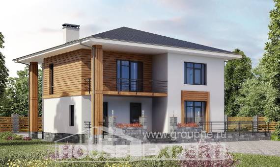 180-015-П Проект двухэтажного дома, красивый дом из поризованных блоков, Усть-Каменогорск