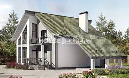 170-009-Л Проект двухэтажного дома с мансардным этажом, гараж, недорогой дом из газосиликатных блоков Тараз, House Expert