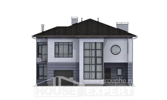 300-006-Л Проект двухэтажного дома и гаражом, уютный загородный дом из кирпича, Семей