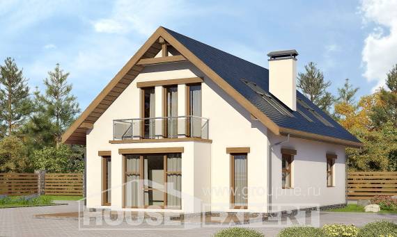 155-012-П Проект двухэтажного дома с мансардным этажом, небольшой дом из газобетона Талдыкорган, House Expert