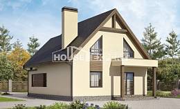 120-005-Л Проект двухэтажного дома мансардой, гараж, простой коттедж из теплоблока Алма-Ата, House Expert