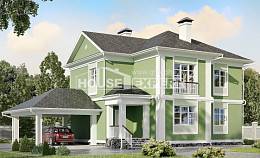170-001-Л Проект двухэтажного дома и гаражом, недорогой загородный дом из бризолита Кызылорда, House Expert