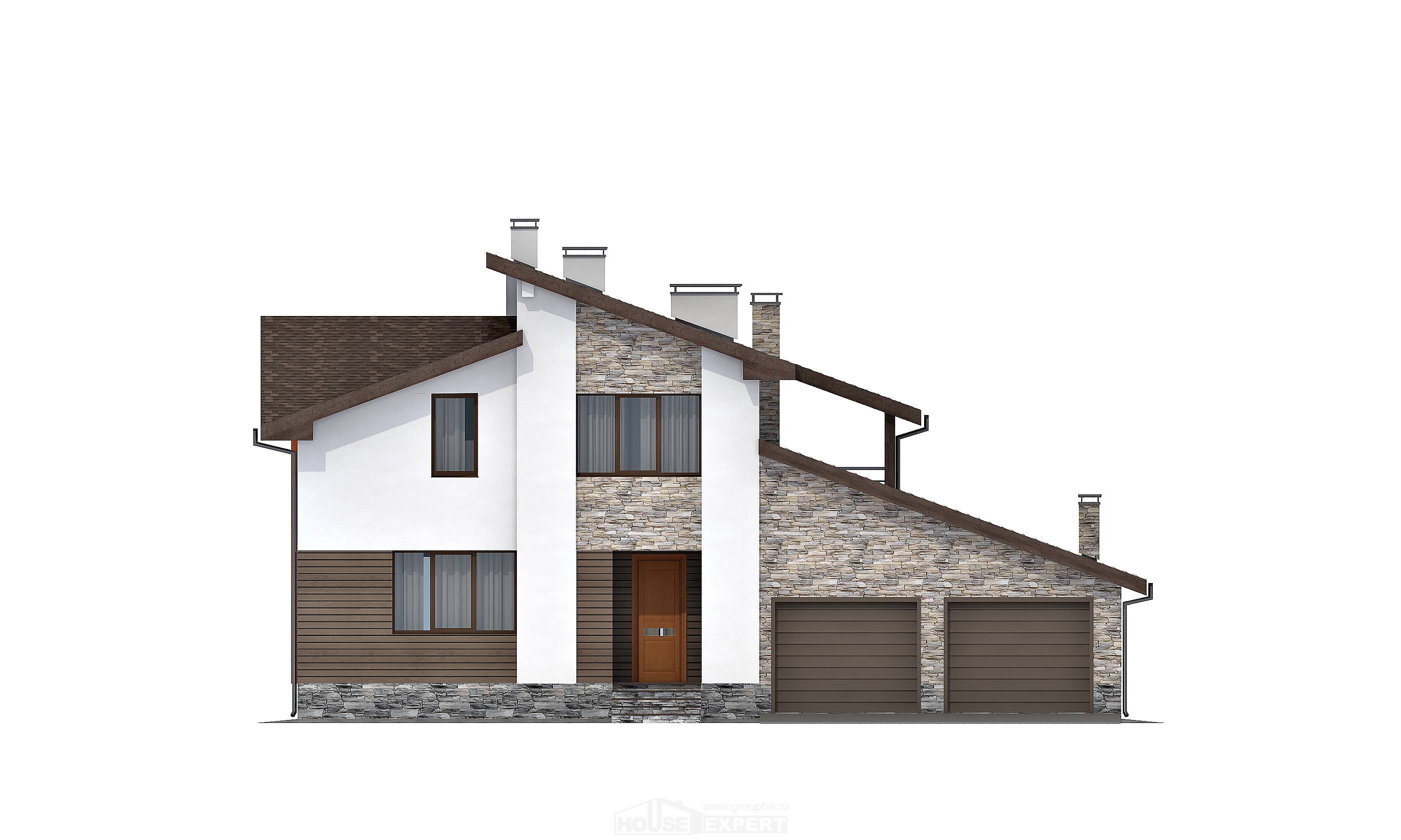 240-004-П Проект двухэтажного дома с мансардой, гараж, классический коттедж из керамзитобетонных блоков Павлодар, House Expert