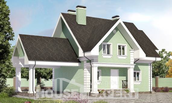 140-003-Л Проект двухэтажного дома мансардой, гараж, красивый дом из керамзитобетонных блоков Тараз, House Expert