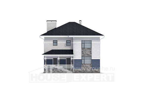 150-014-Л Проект двухэтажного дома, скромный коттедж из пеноблока Астана, House Expert