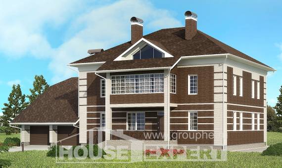 505-002-Л Проект трехэтажного дома и гаражом, огромный загородный дом из кирпича, Кокшетау