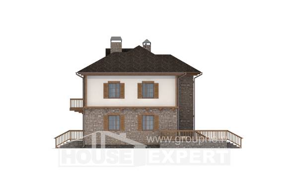 155-006-Л Проект двухэтажного дома и гаражом, бюджетный домик из твинблока Жанаозен, House Expert