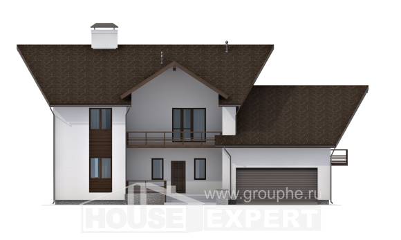 300-002-П Проект двухэтажного дома мансардой и гаражом, просторный дом из керамзитобетонных блоков, Костанай