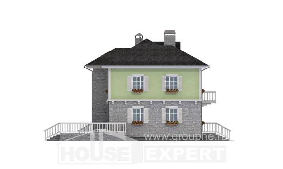 155-006-П Проект двухэтажного дома и гаражом, доступный загородный дом из поризованных блоков Талдыкорган, House Expert