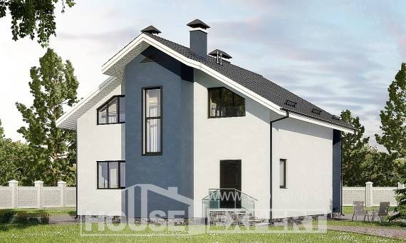 150-005-П Проект двухэтажного дома с мансардой, уютный загородный дом из пеноблока Кокшетау, House Expert