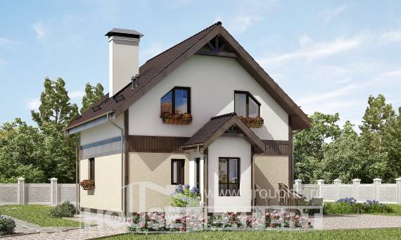 105-001-П Проект двухэтажного дома с мансардой, простой домик из пеноблока, House Expert