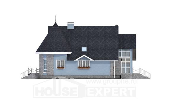 170-003-П Проект двухэтажного дома с мансардой, небольшой дом из блока, Талдыкорган