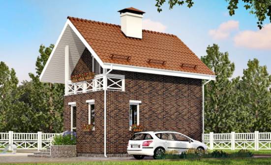 045-001-Л Проект двухэтажного дома с мансардным этажом, маленький загородный дом из газобетона Туркестан | Проекты домов от House Expert