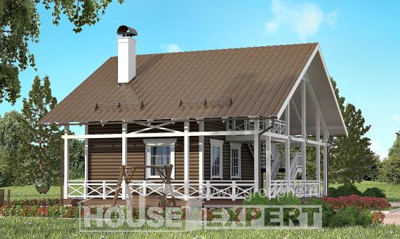 080-001-П Проект двухэтажного дома мансардой, уютный дом из бревен Костанай, House Expert