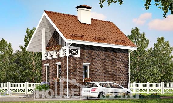 045-001-Л Проект двухэтажного дома с мансардой, уютный коттедж из газобетона Туркестан, House Expert