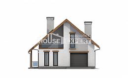 185-005-П Проект двухэтажного дома с мансардой, гараж, простой загородный дом из керамзитобетонных блоков, Атырау