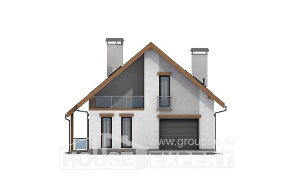 185-005-П Проект двухэтажного дома мансардный этаж и гаражом, простой коттедж из газосиликатных блоков Костанай, House Expert