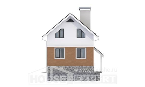 100-005-Л Проект трехэтажного дома мансардный этаж, небольшой дом из блока Экибастуз, House Expert