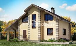 150-003-П Проект двухэтажного дома, гараж, скромный коттедж из арболита, Кызылорда